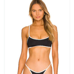 L*Space Pamela Bikini Top in Black Cream Size Small NWT Racerback